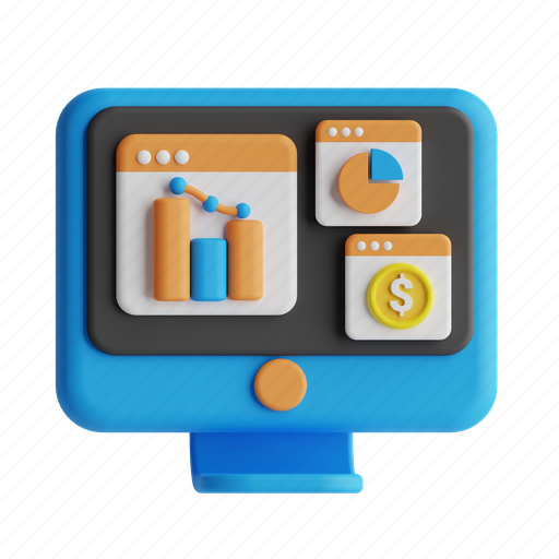 Invest diagram, monitor, statistic, chart 3D illustration - Download on Iconfinder