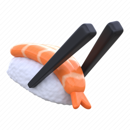 Ebi, nigiri, with, chopstick, food, maki, roll icon - Download on Iconfinder