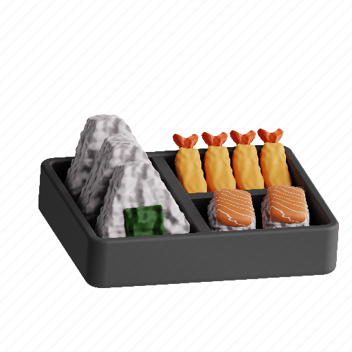 Bento, japanese, box, launch, meal 3D illustration - Download on Iconfinder