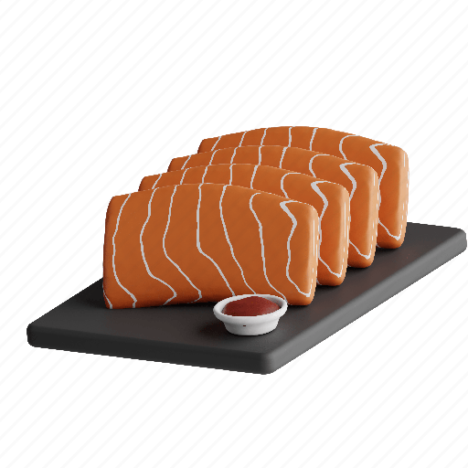 Sashimi, seafood, salmon, japanese 3D illustration - Download on Iconfinder