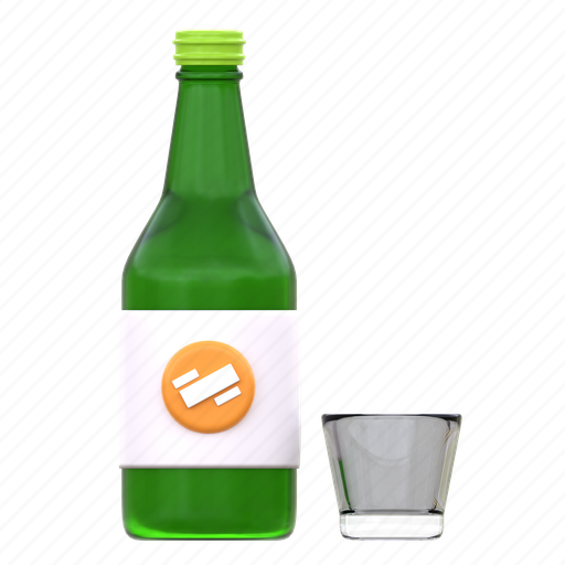 Soju, drink, korean, bottle, korea, alcohol, glass icon - Download on Iconfinder