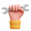 hand with wrench, wrench, tool, hand 
