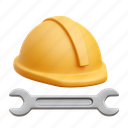construction, helmet, wrench, working 
