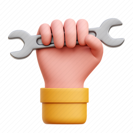 Hand with wrench, wrench, tool, hand 3D illustration - Download on Iconfinder