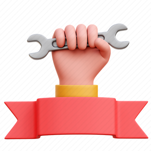 Labor day, labor, labour, hand, wrench 3D illustration - Download on Iconfinder