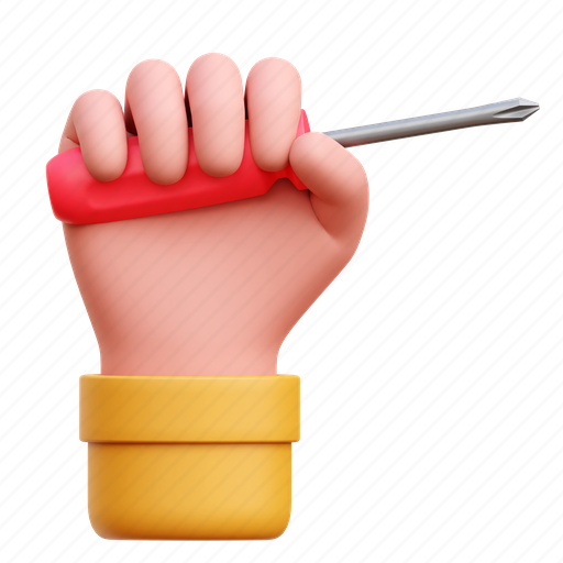 Hand with screwdriver, screwdriver, tool, hand 3D illustration - Download on Iconfinder