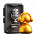 podcaster, podcast, microphone, audio, voice, broadcasting, person