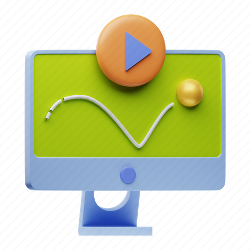 Animation, play button, monitor, display, desktop, tv, device icon - Download on Iconfinder