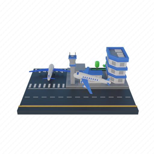 Airport, vacation, airplane, trip, journey, plane, transport 3D illustration - Download on Iconfinder