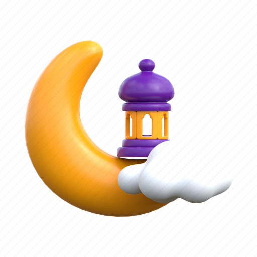 Crescent moon, old lantern, ramadan, islamic, eid, al fitr, adha 3D illustration - Download on Iconfinder