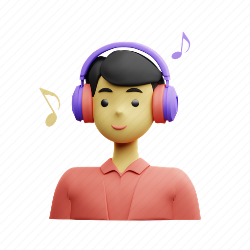 Listening, music, headset, headphone 3D illustration - Download on Iconfinder