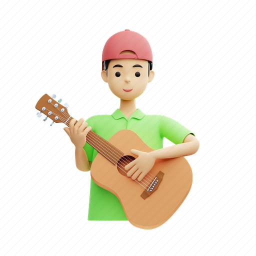 Musician, instrument, artist, guitar 3D illustration - Download on Iconfinder