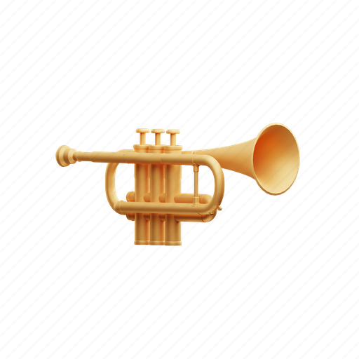Trumpet, music, instrument, sound 3D illustration - Download on Iconfinder