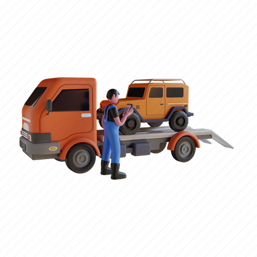Service, app, car, tow, truck, phone, road 3D illustration - Download on Iconfinder