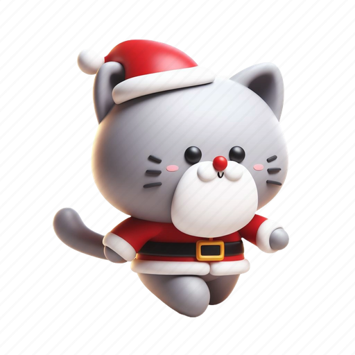 Santa, cat 3D illustration - Download on Iconfinder