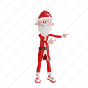 santa, claus, character, pointing, left, pose, holiday, christmas, merry 