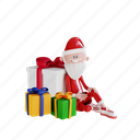 santa, claus, character, sitting, beside, the, gift, holiday, christmas 