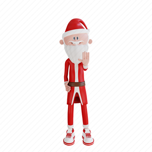 Santa, claus, character, stop, pose, holiday, christmas 3D illustration - Download on Iconfinder
