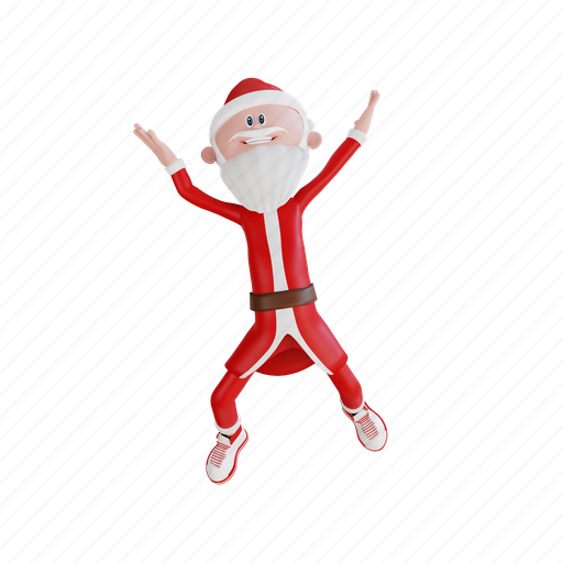 Santa, claus, character, jump, and, happy, pose 3D illustration - Download on Iconfinder