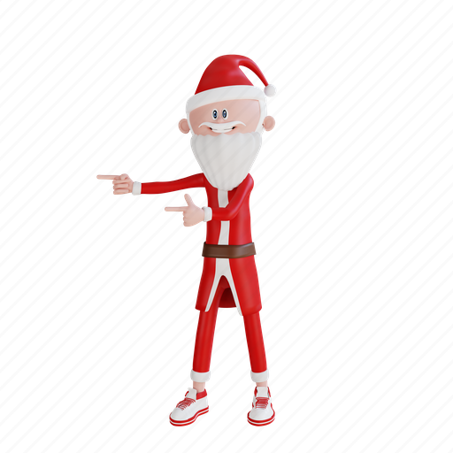 Santa, claus, character, pointing, right, pose, holiday 3D illustration - Download on Iconfinder