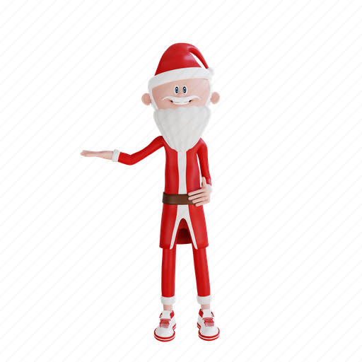 Santa, claus, character, rising, right, hand, pose 3D illustration - Download on Iconfinder