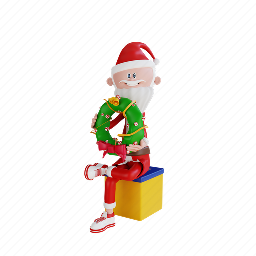 Santa, claus, character, sitting, and, carrying, a 3D illustration - Download on Iconfinder
