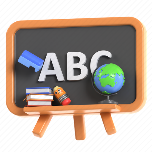 Blackboard, school, book, student, learning, university, education 3D illustration - Download on Iconfinder