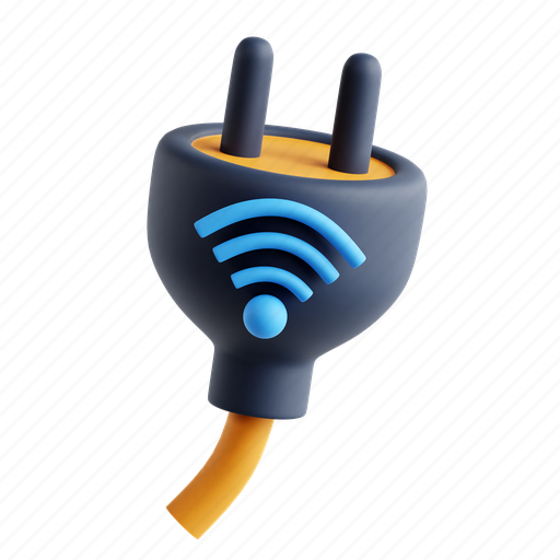 Smart connector, plug, iot, wifi signal 3D illustration - Download on Iconfinder