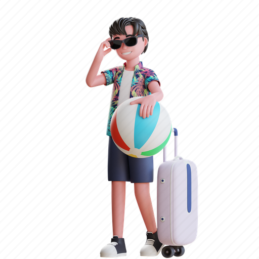 Summer, character, holiday, vacation, beach, travel, party 3D illustration - Download on Iconfinder