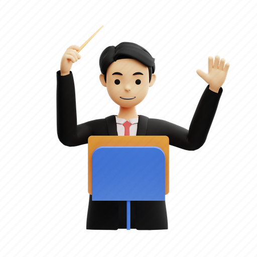 Orchestra, musical, sound, rhythm, music, conductor 3D illustration - Download on Iconfinder