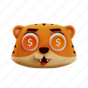 cute, tiger, dollar, emoji, emoticon, animal, smiley, money 