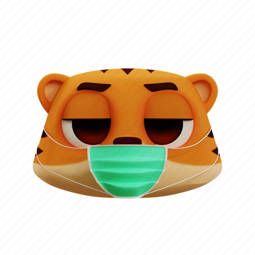 Cute, tiger, having, flu, emoji, coronavirus, sick 3D illustration - Download on Iconfinder