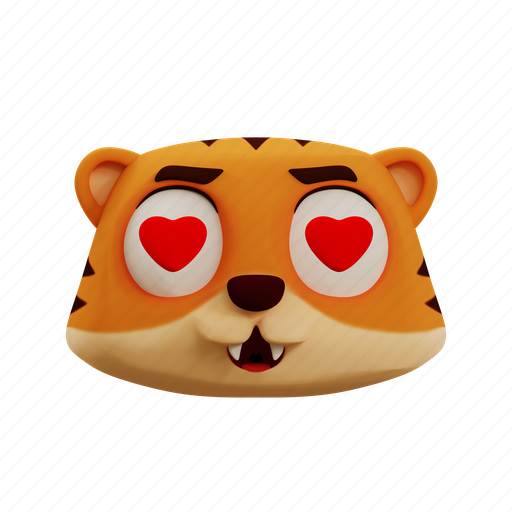 Cute, tiger, love, emoji, baby, emoticon, heart 3D illustration - Download on Iconfinder