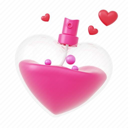 Valentines, love, parfume, heart, romance, aroma, fashion 3D illustration - Download on Iconfinder