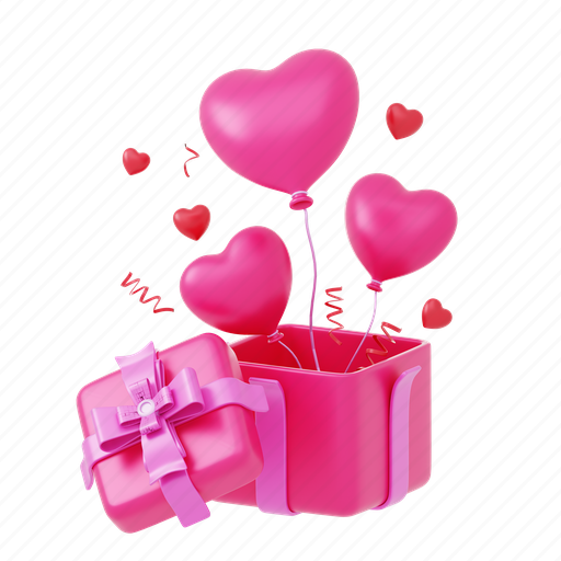 Valentines, suprise, ballon, party, decoration, ornament 3D illustration - Download on Iconfinder