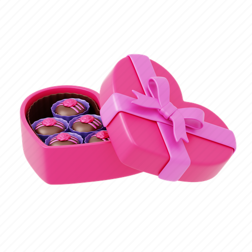 Valentines, box, chocolate, parcel, gift, product, love 3D illustration - Download on Iconfinder