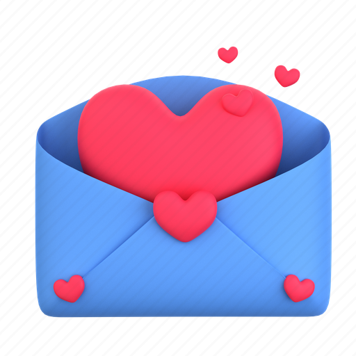 Valentine, mail, heart, wedding, envelope, marriage 3D illustration - Download on Iconfinder