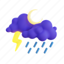 stormy, night, moon, forecast, rainy, weather, climate, rain, cloud 