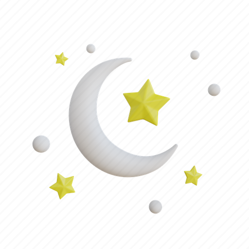 Starry, night, sky, illustration, cloud, moon, weather 3D illustration - Download on Iconfinder