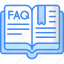 faq, question, support, help, service, book, open book icon 