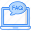 faq, question, support, help, service, laptop, online faq icon 