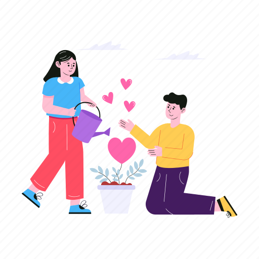 Love, growth, spouse, lovely couple, in love, romantic couple, romance illustration - Download on Iconfinder