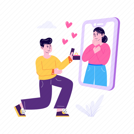Marriage, proposal, spouse, lovely couple, in love, romantic couple, romance illustration - Download on Iconfinder