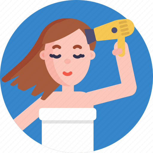 Shower, bath, blow dry, hair, woman, female icon - Download on Iconfinder