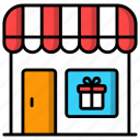 gift, shop, store, commerce, building, birthday, party icons