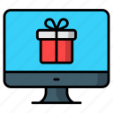 laptop, online, shop, shopping, gift, store, gift box, online gift icon