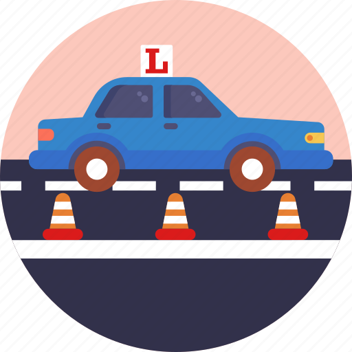 Driving, school, learner, car, vehicle, safety cones, road icon - Download on Iconfinder