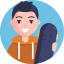 skateboarding, skater, boy, avatar, user, profile