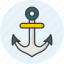 anchor, marine, nautical, navy, sea, ship, vintage icon