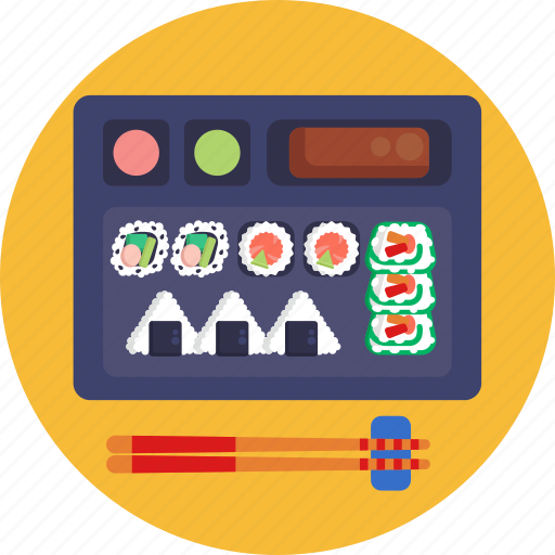 Sushi, food, healthy, japanese, lunch, rice, chopsticks icon - Download on Iconfinder